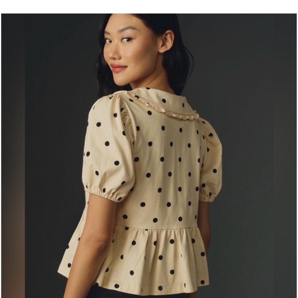 Cream Polka Dot Blouse : Anthropologie - Picture 4 of 12